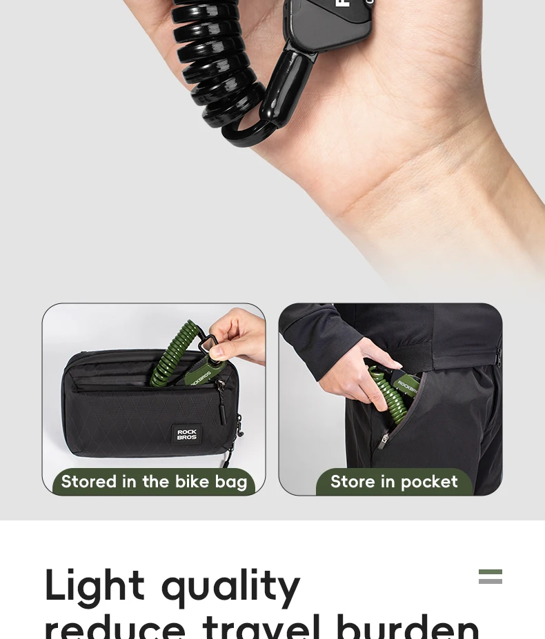 ROCKBROS Bicycle Cable Lock Portable 3-Digit Password Combination