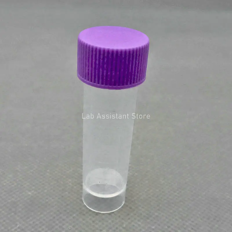 실리콘 가스켓이 있는 플라스틱 동결 파이프 동결 튜브, 컬러 캡이 있는 Cryovial, 실험실 실험 용품, 로트당 200 개, 5ml