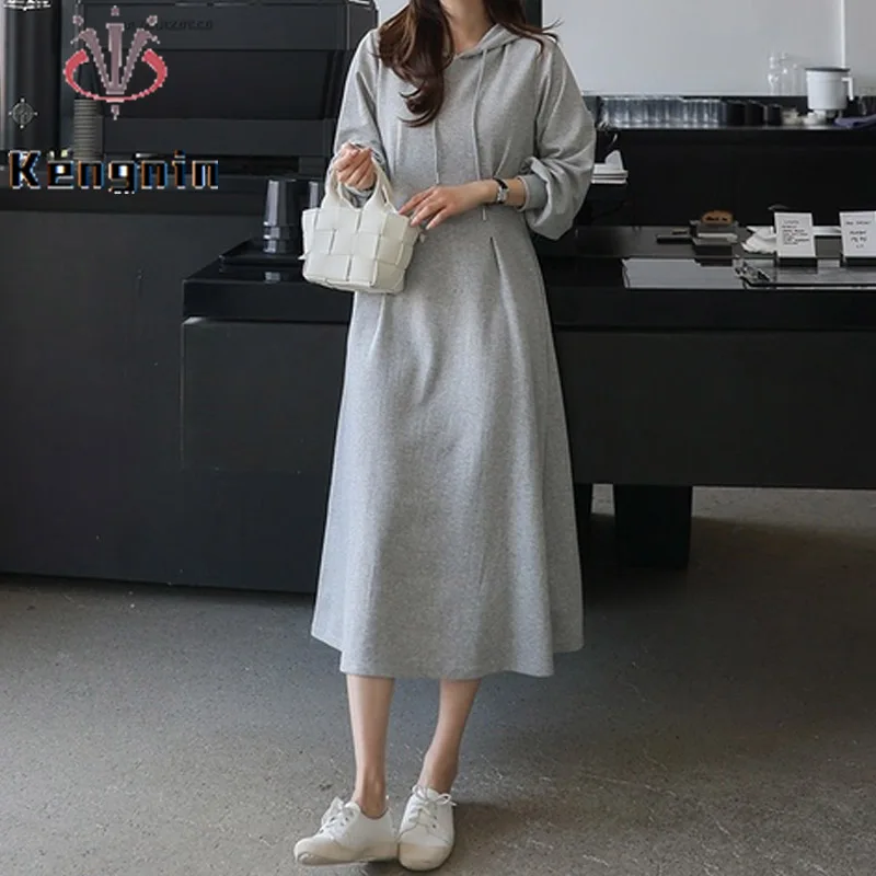 

Женское платье с капюшоном и длинным рукавом, размеры до 5XL