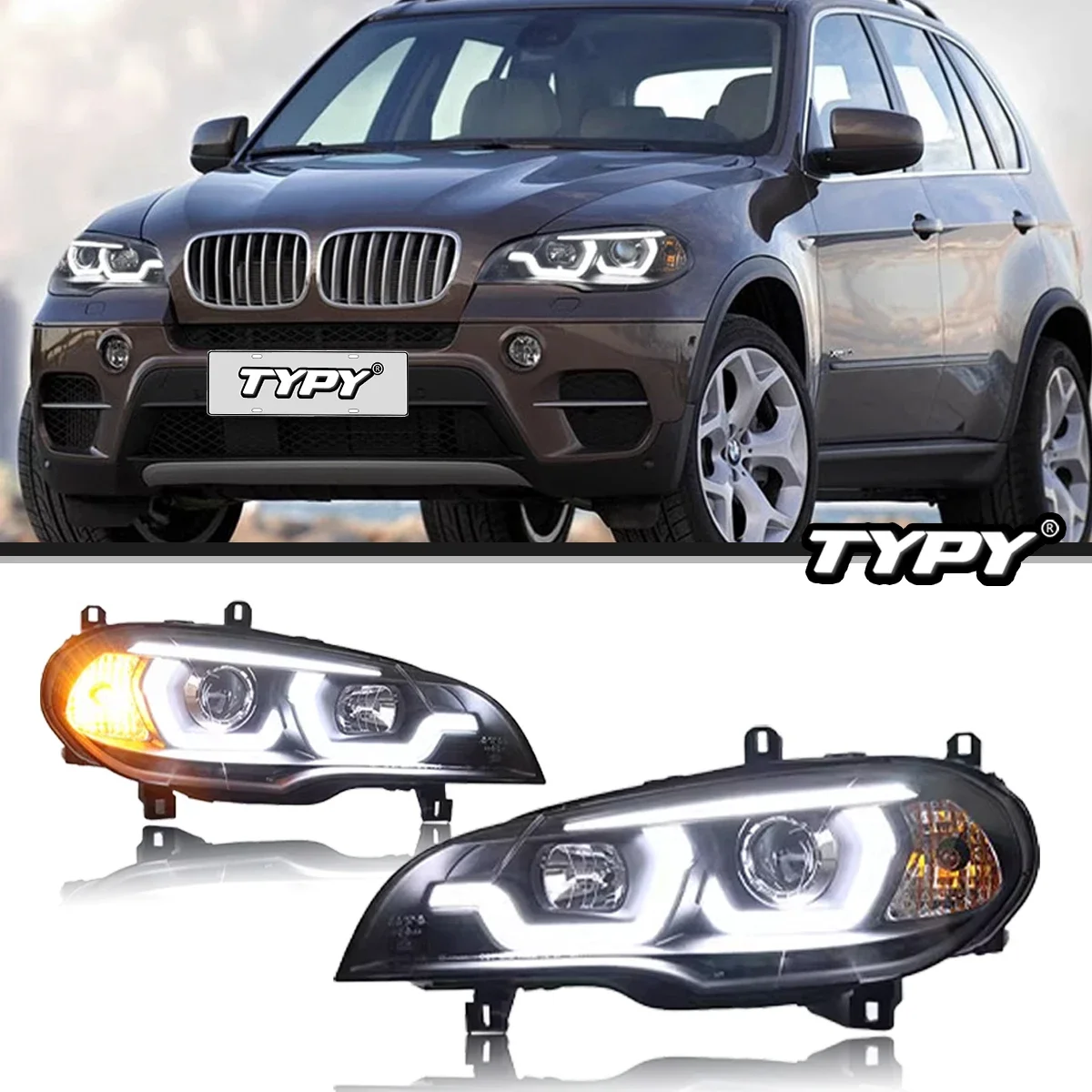 

TYPY Car Headlights For BMW X5 E70 2007-2013 LED Car Lamps Daytime Running Lights Dynamic Turn Signals Car Accessories