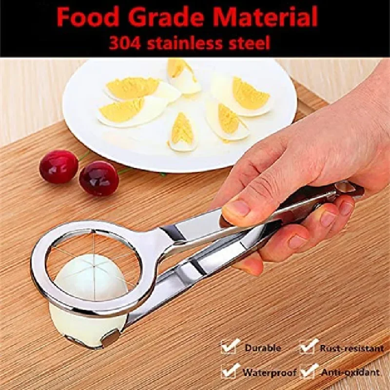 Egg Cutter Stainless Steel Egg Slicer Egg Cutter Handle Six Blades Dishwasher for Hard Boiled Heavy Duty Food Fruit Slicer