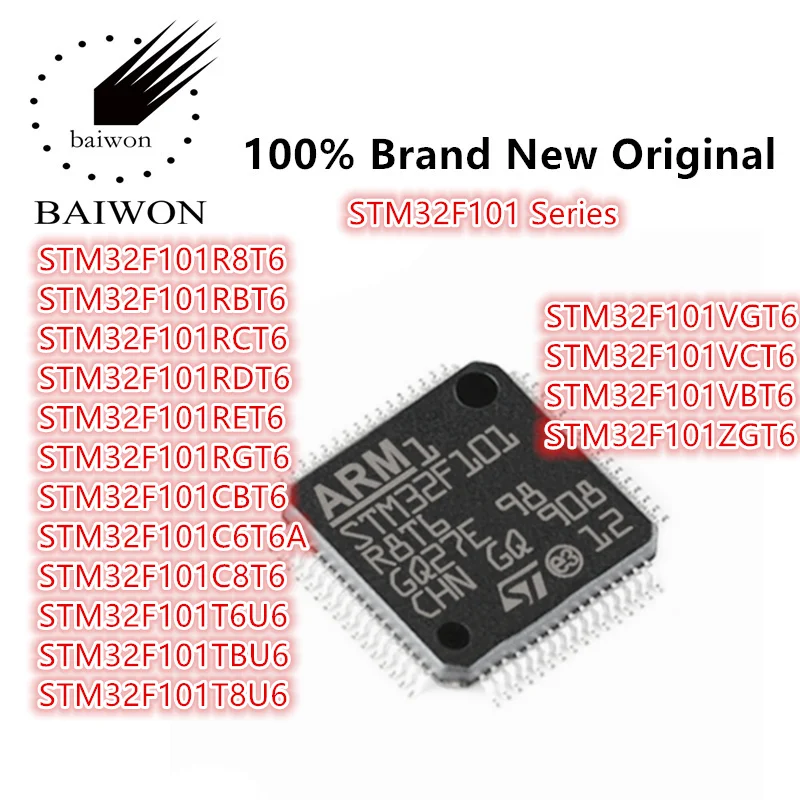

100%New Original STM32F101 Series STM32F101R8T6/RBT6/RCT6/RDT6/RET6/RGT6/CBT6/C6T6A/C8T6/T6U6/TBU6/T8U6/VGT6/VCT6/VBT6/ZGT6