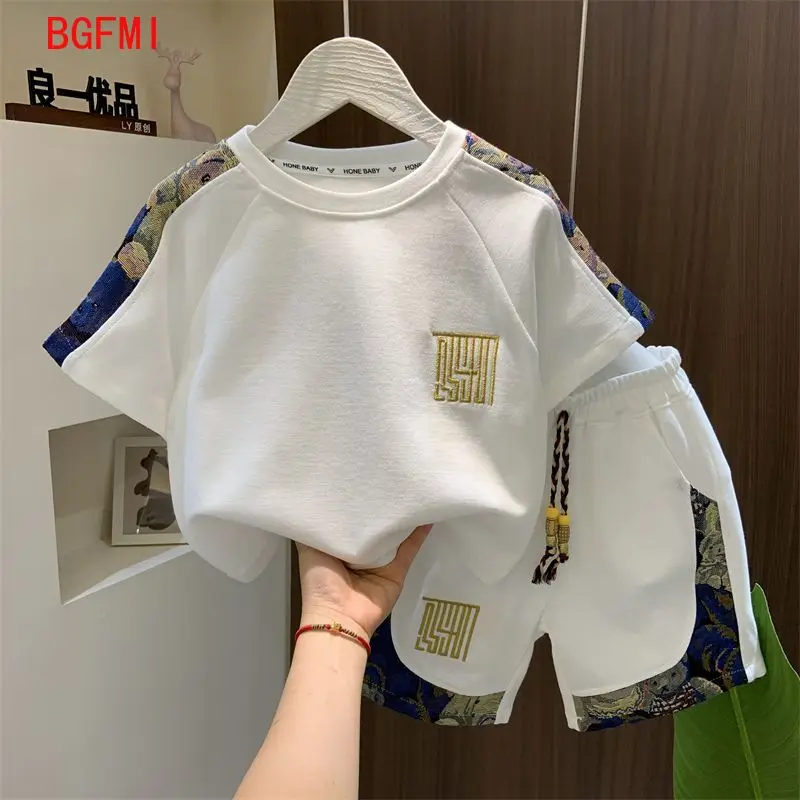 Korean Clothes for Children Boys T-shirt Shorts 2-piece Set Summer Cotton Short Sleeve Kids Clothes Sets Baby Tracksuit 2-11Y Kids Clothing Set Kids T Shirt Boys Clothing Set