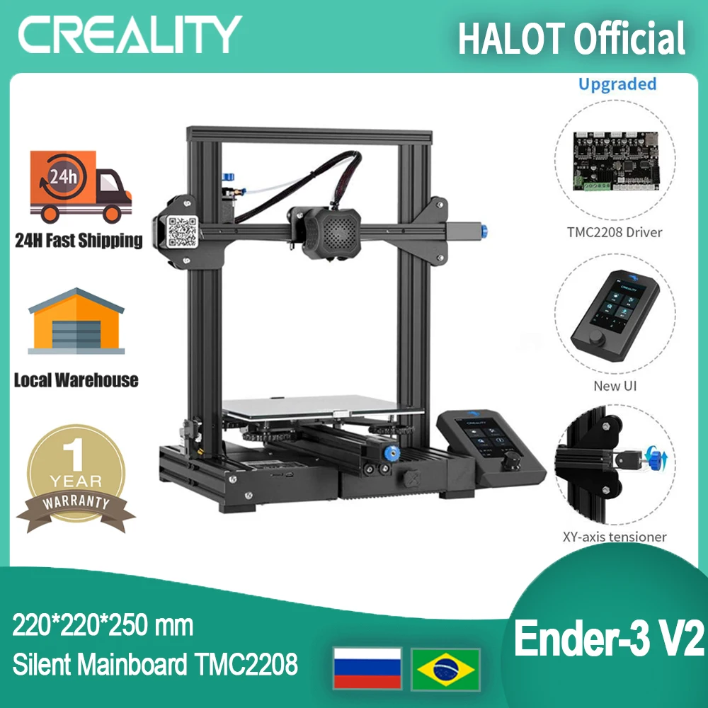 Creality 3d Ender-3 V2 Printer Kit New Ui Display Screen With Resume  Printing 32 Bits Silent Mainboard 3d Printer - 3d Printer - AliExpress