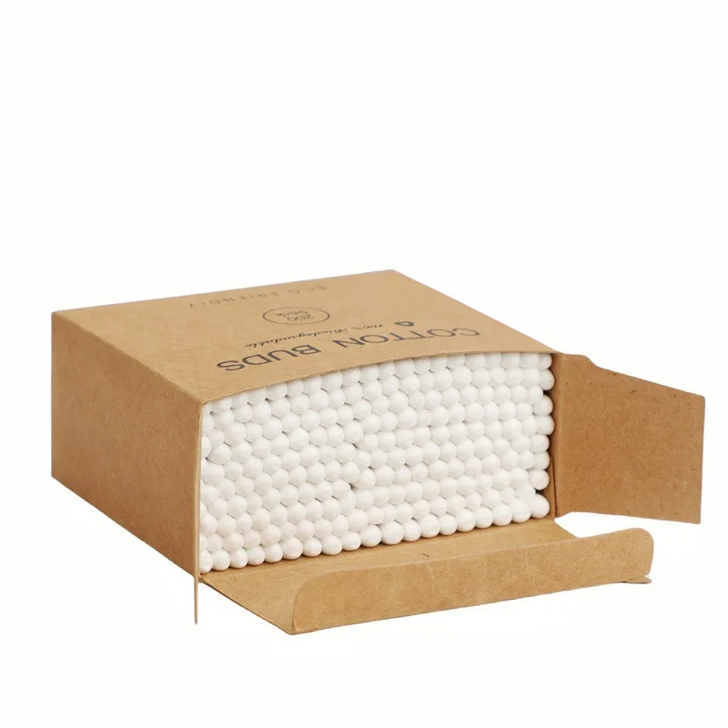 1PC200 Cotton Swabs Bamboo Sticks Kraft Paper Box Cotton Swabs Ear Hollowing Disposable Cotton Swabs 3