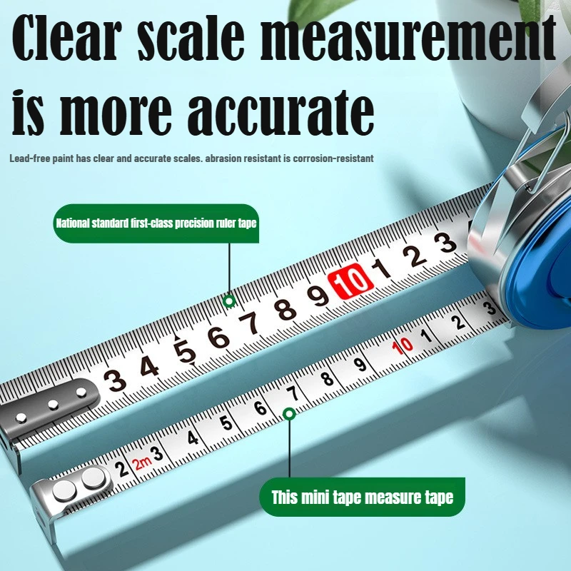 1PCS Portable Mini Keychain Tape Measure 2m Steel Tape Measure Delicate Small Steel Ruler Multipurpose Gift Ruler