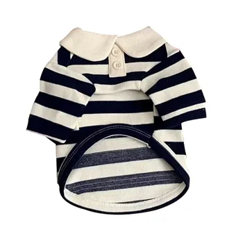 Dog Clothes Schnauzer Teddy York Shire Polo Shirt Summer Dress Striped Pet T-Shirt Dog Costume Soft Pullover Suit for Dog Puppy 5