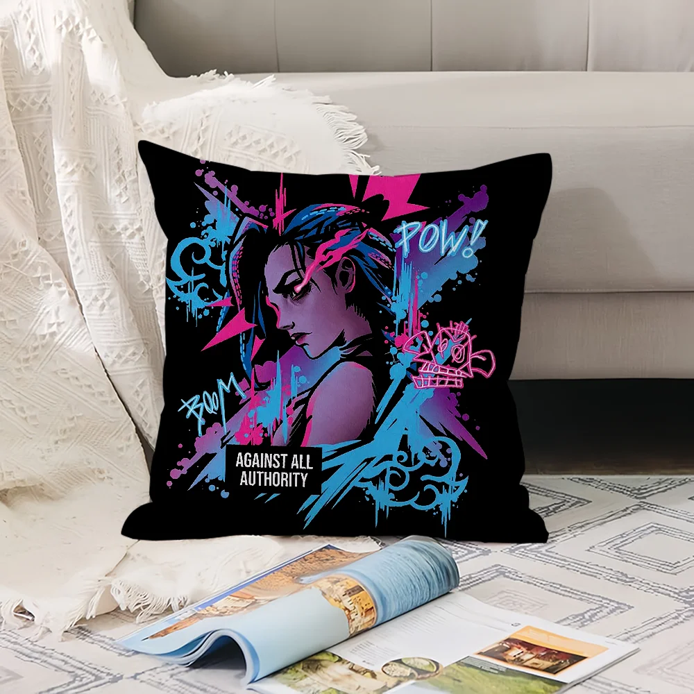 Anime Cartoon J-Jinx Schwarzer Kissenbezug, Büro-Kissen, geeignet für Sofa, Auto, Schlafzimmer, dekorativer Kissenbezug – Detail 8