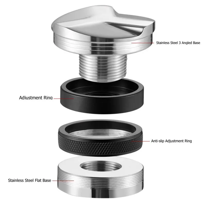 51/53/58mm Coffee Distributor Dual Head Coffee Leveler Fits Adjustable Depth-Espresso 3Angled and Flat Tampers