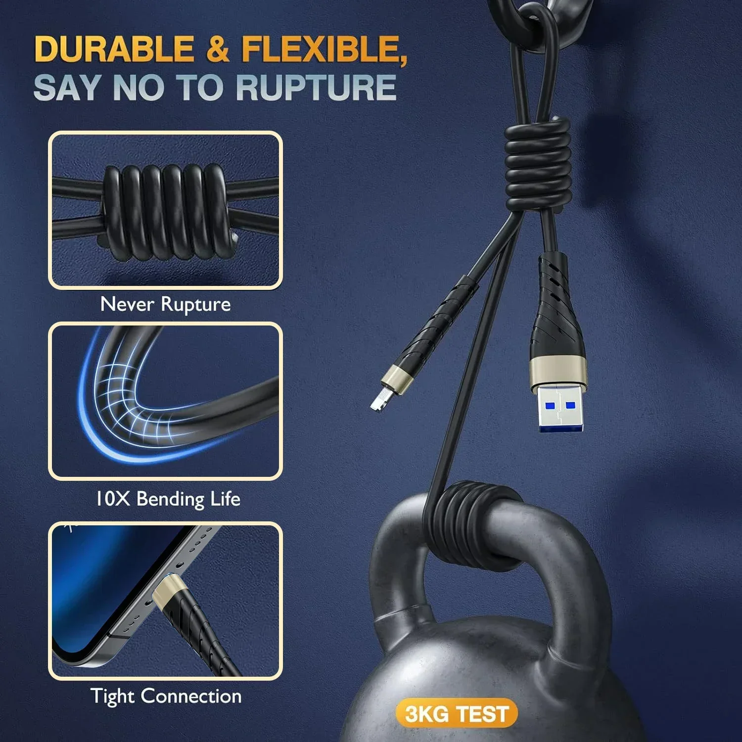 OIITH 2.4A 고속 충전 USB 케이블 (아이폰 14, 11, 12, 13 Pro, X, XS Max, 6, 7, 8 Plus, SE, 아이패드용) 휴대폰 충전기 데이터 케이블