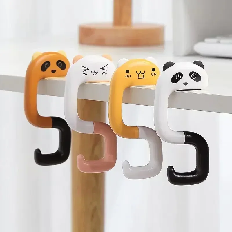 Cute Animal Bag Hook Kawaii Cartoon Strong Load-bearing Handbag Hanger Portable Travel Folding Table Hook for Office Organizers