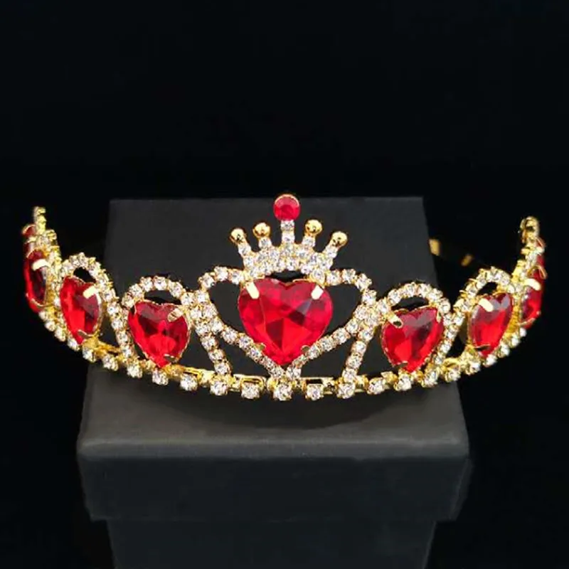 Fashion Elegant Vintage Small Baroque Red Crystal Crowns for Women Girls Bride Wedding Hair Jewelry Accessories jewelry accessories hair accessory hair headdress bridal headwear hair band crown