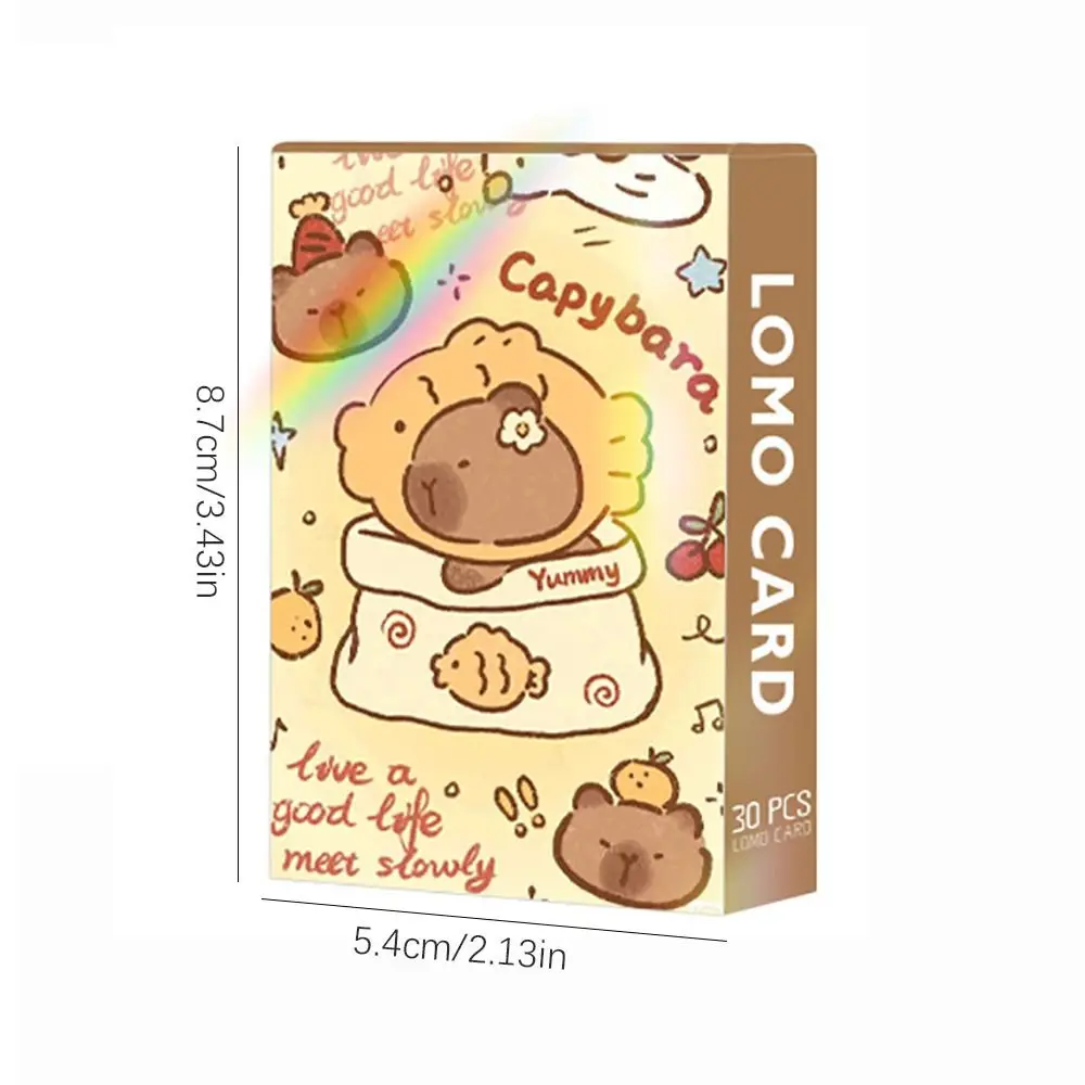 Collectible Cards 30Pcs Glitter Capybara Photocards Cartoon Double-sided Flash Lomo Cards HD Collection Cards Kids Gift