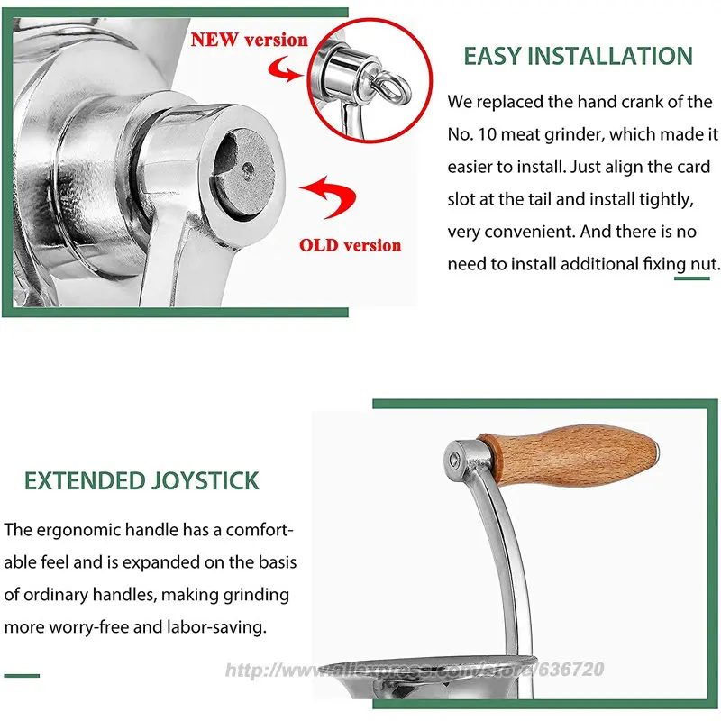 Manual Meat Grinder Stainless Steel Hand Crank Meat Grinding Machine Sausage Stuffer Filler Household Pork Mincer Sausage Maker 2