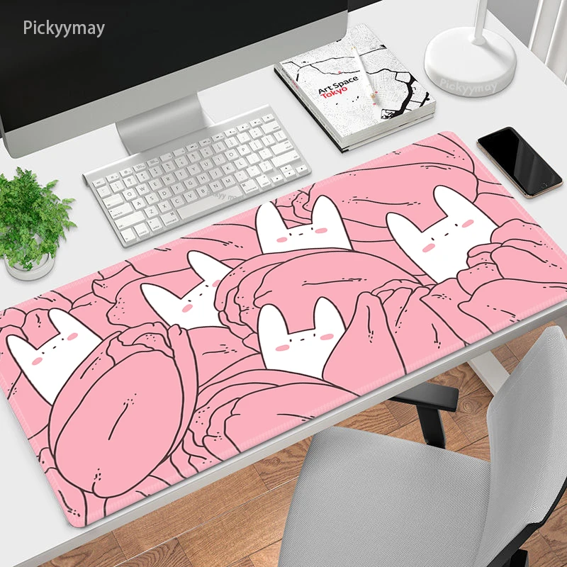 

Mouse Pads Kawaii Rabbit Pink Mousepads 900x400 Large Mousepad Cute Table Rubber Mat Company Desk Pad Big Rugs Design For Gift