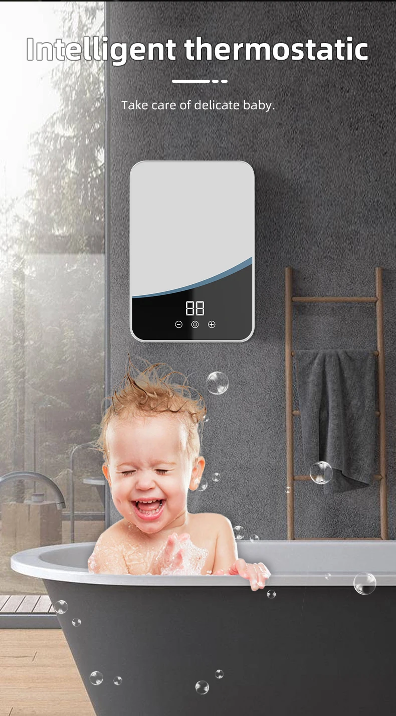 Tankless Water Heater,Instant Electric Hot Water Heater，for Household  Indoor Bathroom Kitchen Washing，with LED Digital Display - AliExpress