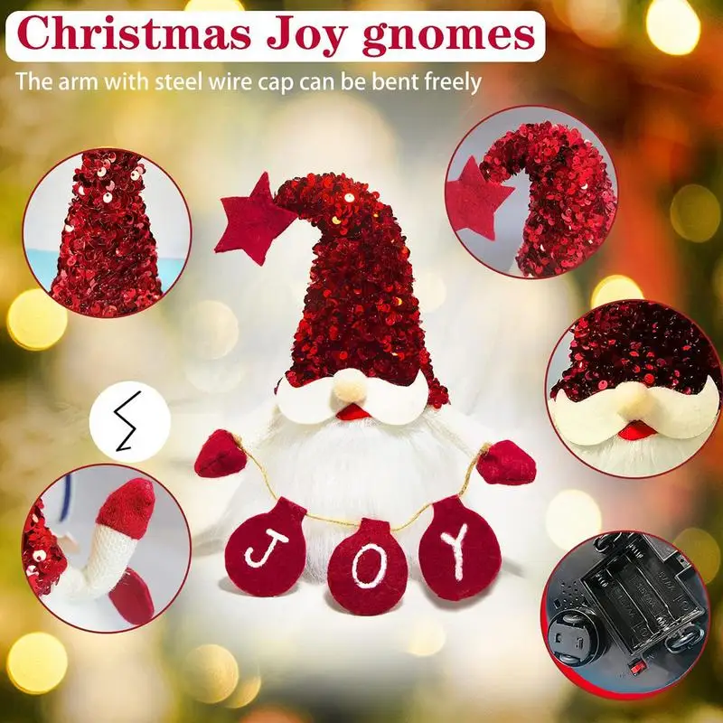 

Lighted Gnomes Christmas faceless doll universal with lights sequin hat dwarf Rudolph ornaments Stuffed Soft Gnomes For Deck
