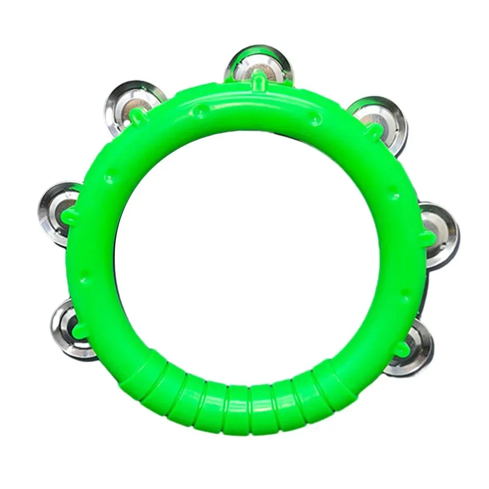 Tambourine Round Shape Grip Handle Hand Bell Jingles Hard Durable Percussion Tambourine With Hand Grip For KTV Dance Lead Party