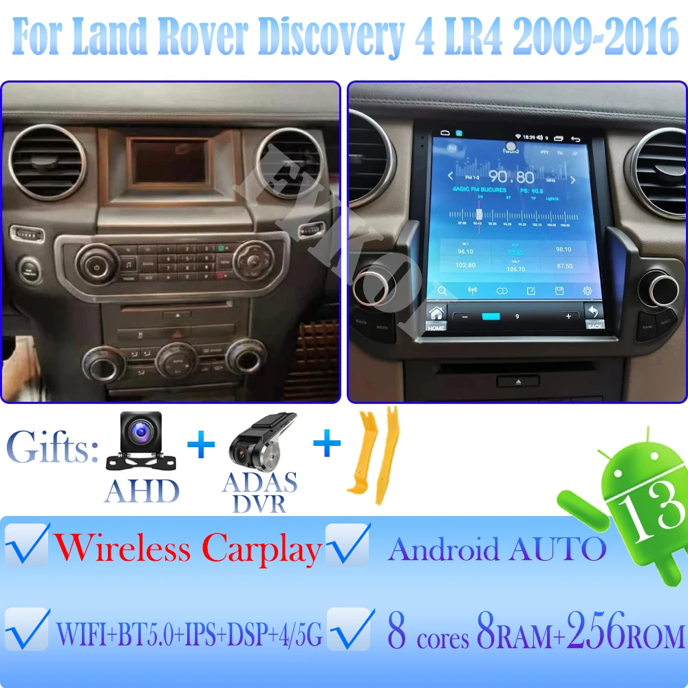 Android 13 para Land Rover Discovery 4 LR4 2009-2016 Radio para automóvil Multimedia automotriz Pantalla Tesla Carplay Bluetooth automático GPS 4G