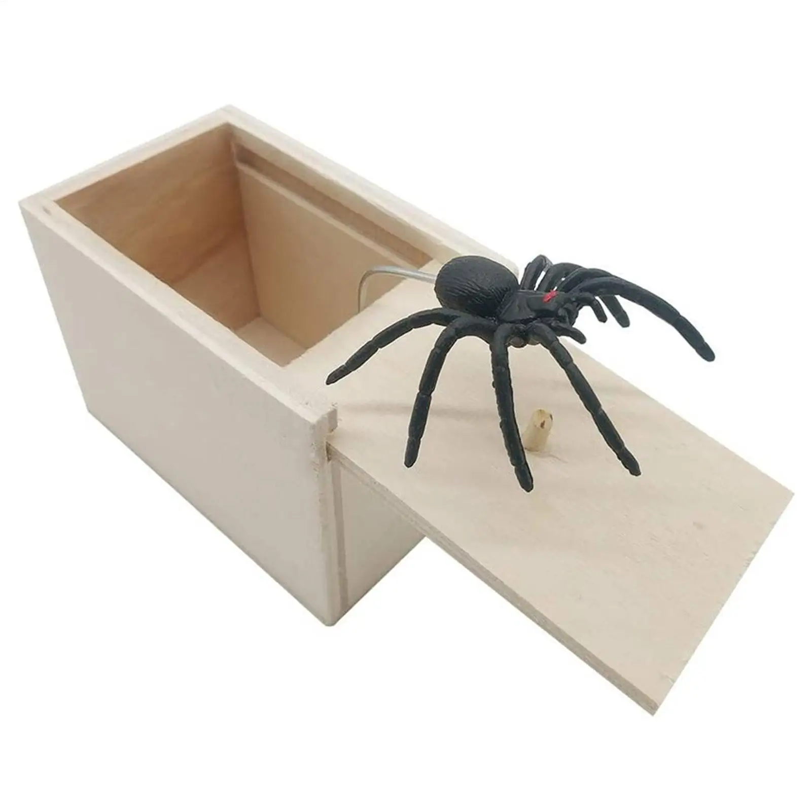 Wooden Prank Trick Practical Joke Home Office Fun Play Game Gift Toy Spider Scare Prank Box Surprise Box For Kids Parents Friend