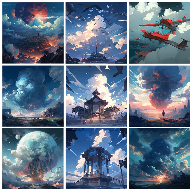 

Пейзаж 5D, алмазная живопись, космическая архитектура, полная выкладка, мозаика, алмазная вышивка, набор «сделай сам» стразы, украшение для дома