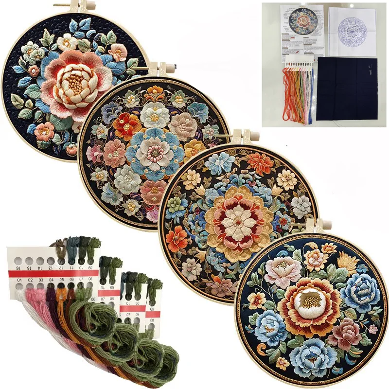 Elephant Embroidery Kit for Adult Cross Stitch Kits with Animal Patterns and Instructions DIY with Threads and Needles