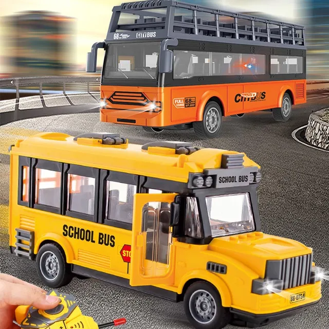 Kids Toys Rc Car Remote Control School Bus With Door Opener Tour Bus Radio Controlled Electric Car For Children Toys Gifts