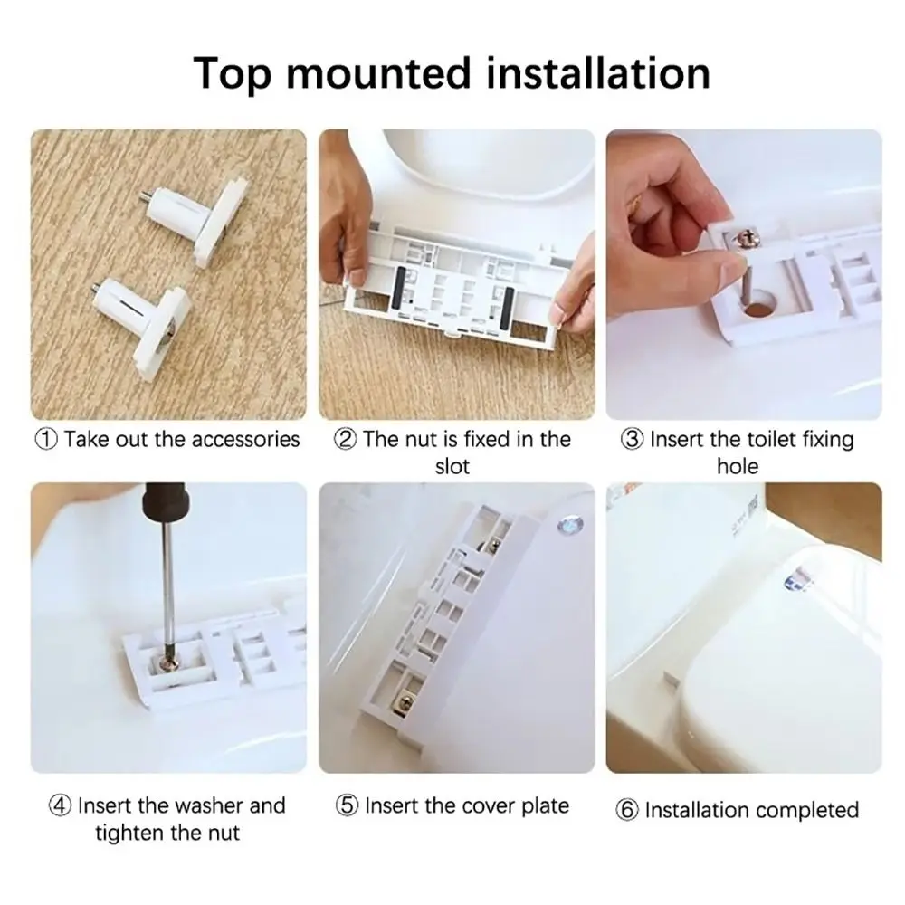 Description Picture 4 of item1Pair Seat Cover Plate Replacement Toilet Seat Repair Screws Bathroom Accessories Universal Lid Hinge Repair Bolts Plastic