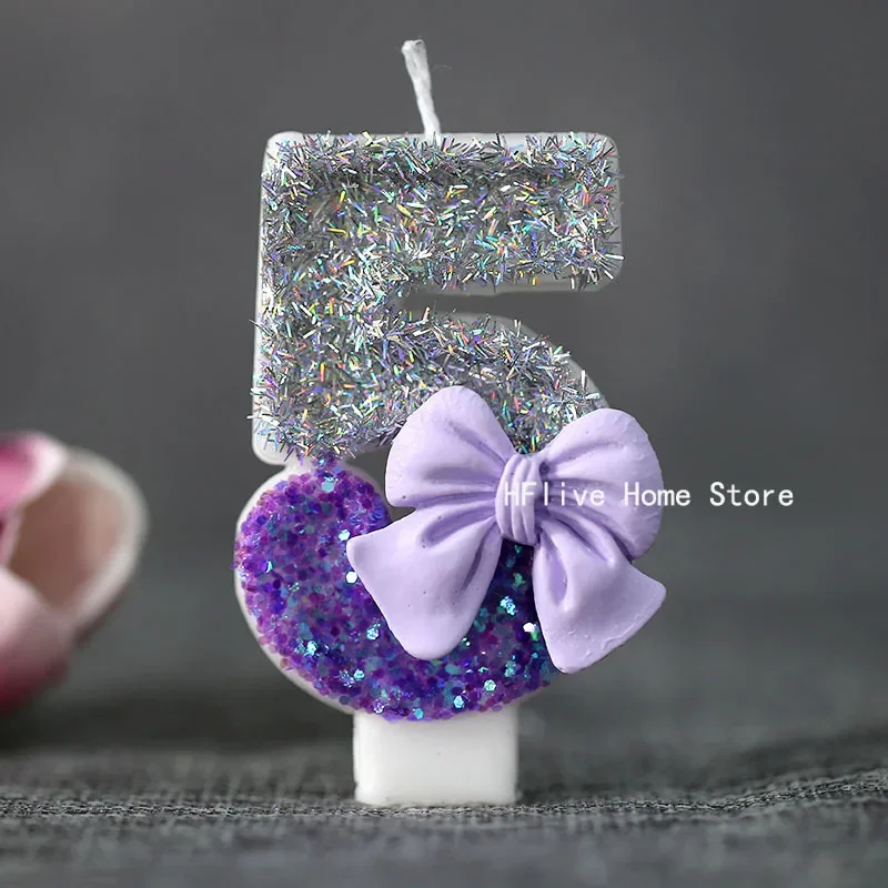 CANDELA NUMERO 1 VIOLA CON BRILLANTINI PER TORTA - DECORAZIONE COMPLEANNO RAGAZZE 1° ANNO, MATRIMONIO, ANNIVERSARIO - 4