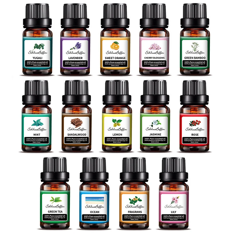 10ML Lavender Fruit Plant Aromatic Oil Rose Lemon Jasmine Vanilla Mint Sandalwood Cherry Diffused Aromatic Oil Soothers Stress