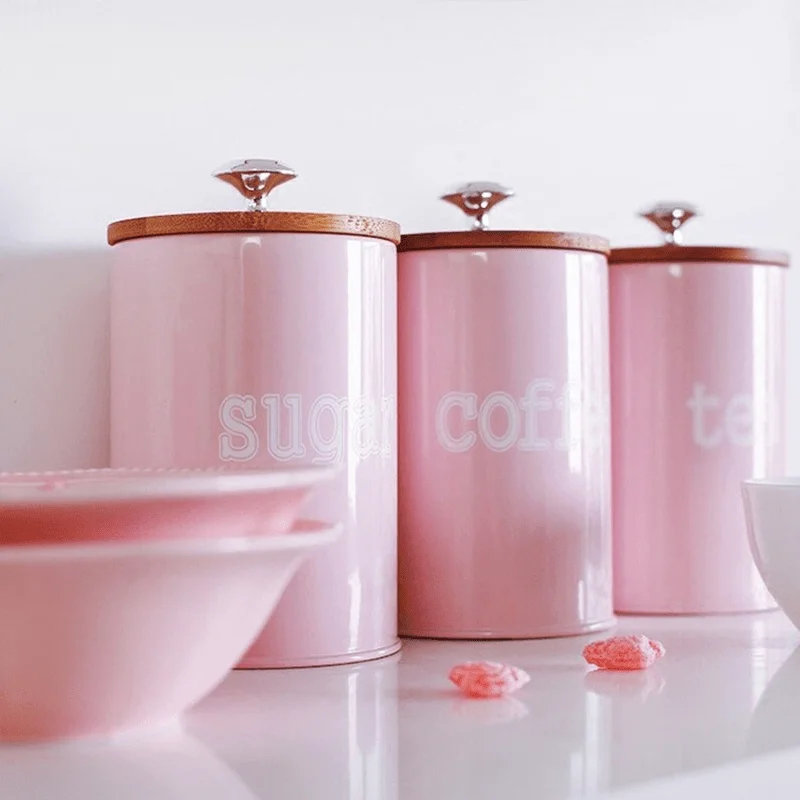 

3pcs Set Storage Tanks Steel Kitchen Utensils Multifunction Color Tea Coffee Sugar Square Box Case Househould Mason Candle Jars