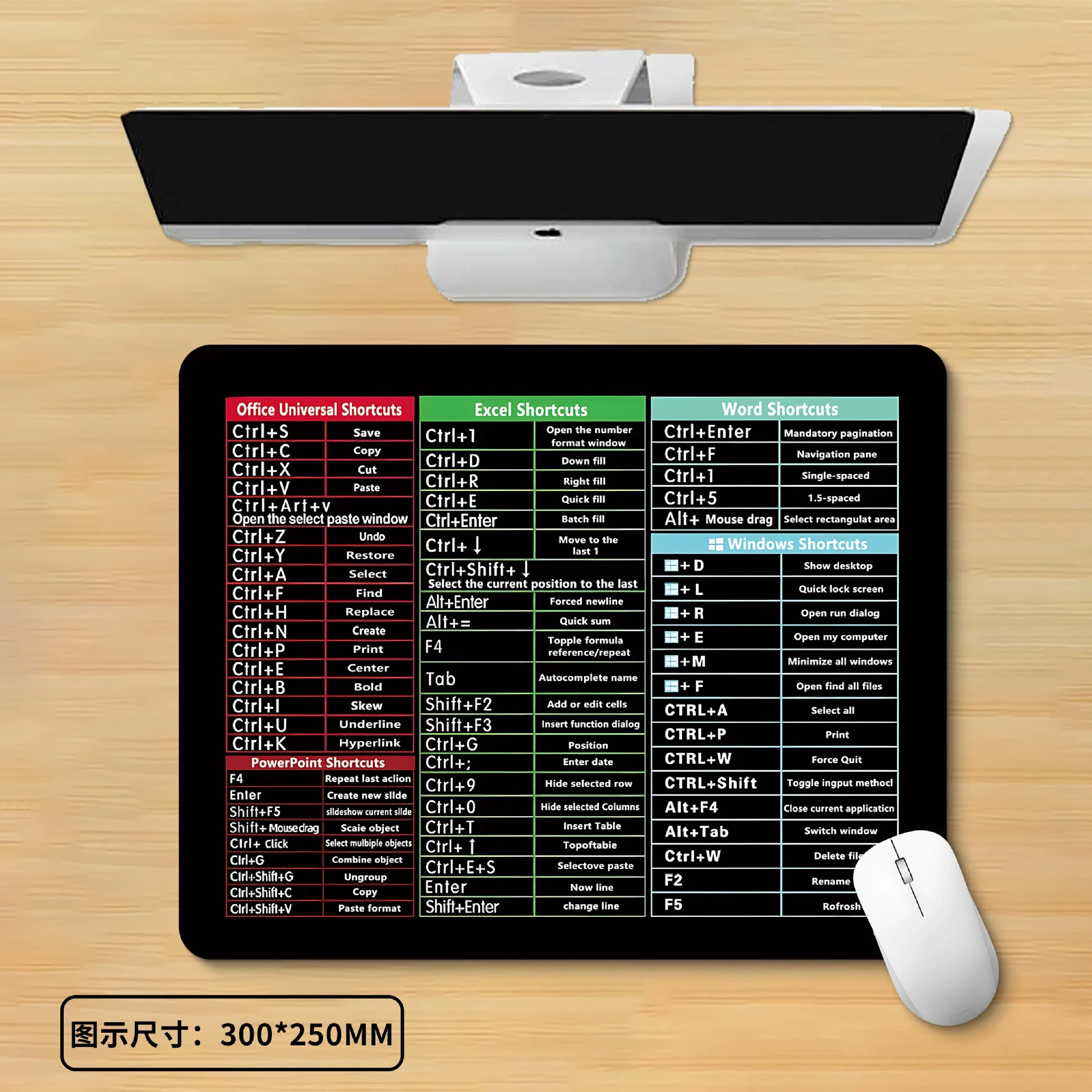 Mac OS System Anti-Slip Keyboard Small Mouse Pad Office Software Shortcuts Pattern Desk Computer Pad Cheat Sheet Desk Mat