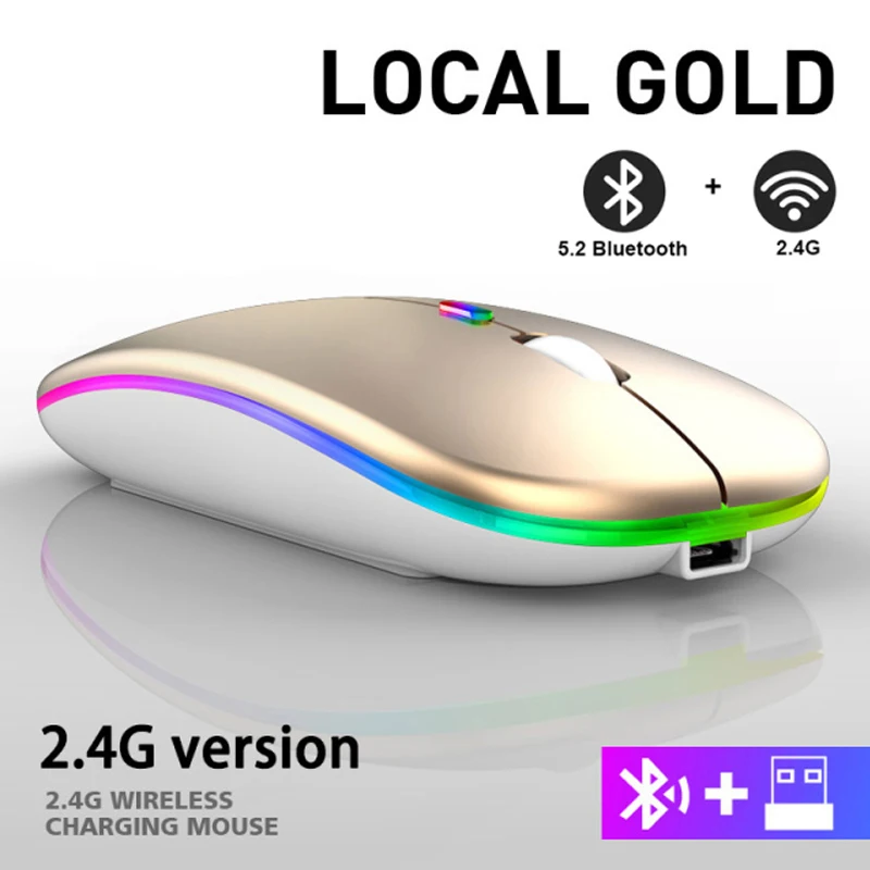 silent wireless mouse GTWIN  RGB Bluetooth Mouse Rechargeable Wireless Mouse for Laptop iPad Macbook Computer Silent Mause LED Backlit Ergonomic Mice wireless laptop mouse Mice