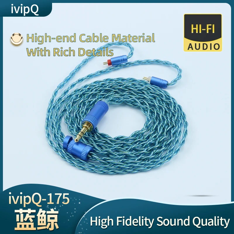 Ivipq-イヤホンケーブル、4コアlitz、耐油性、グラファイト、ofc