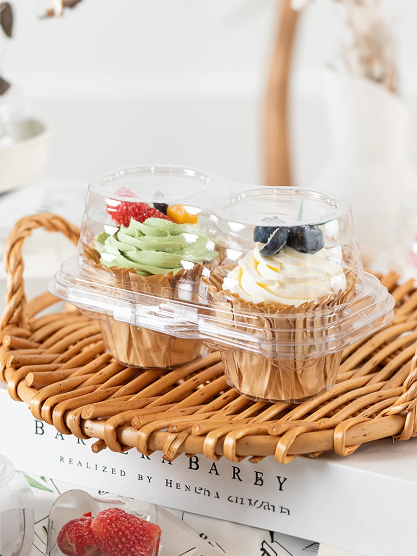 20pcs Transparent Disposable Packaging Box For Cupcake With Transparent Cover Clear Plastic Cupcake Packaging Box Cake Cup Boxes