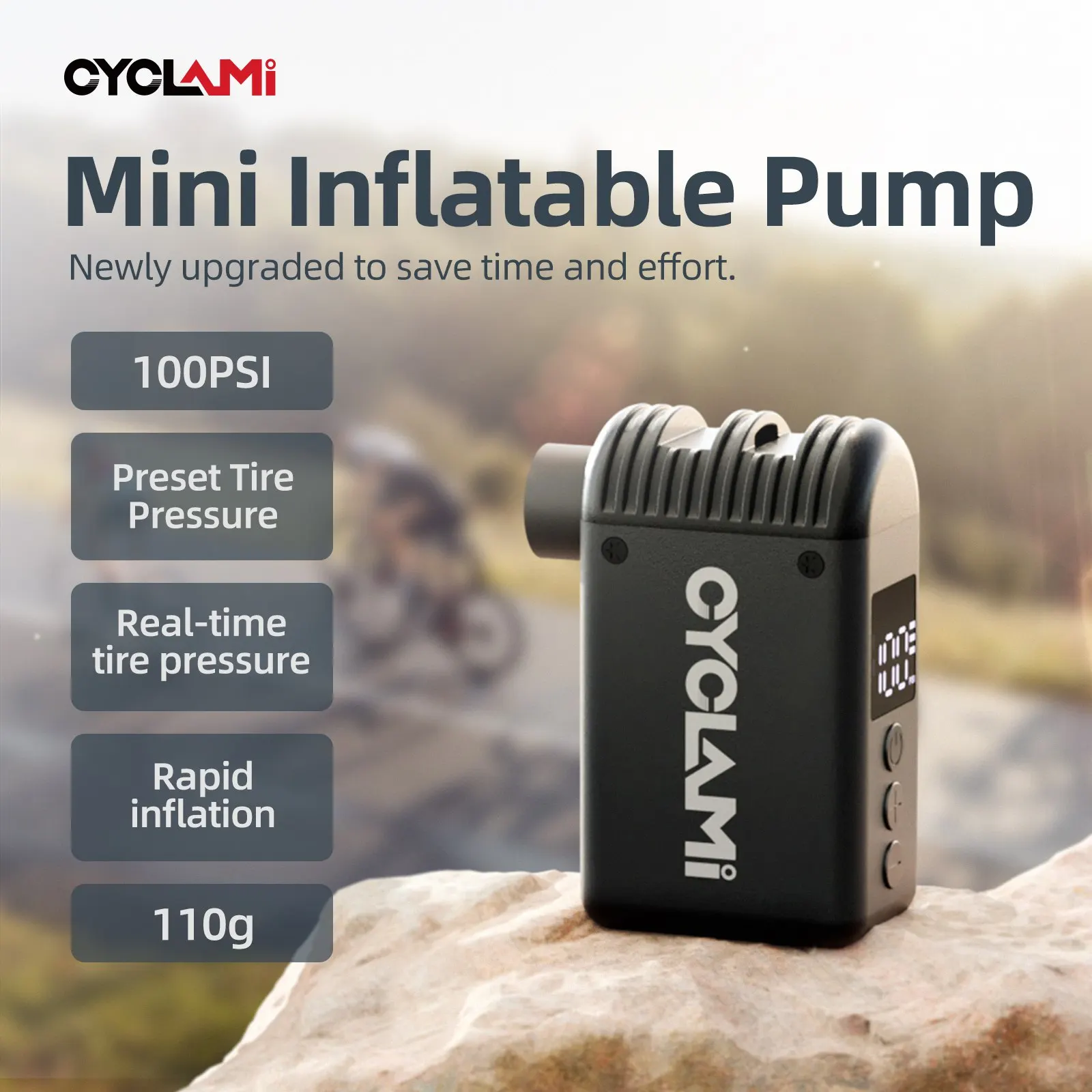 CYCLAMI Mini přenosná elektrická vzduchová pumpa Schrader Presta Rychlá dobíjecí hustilka pneumatik - Image 5