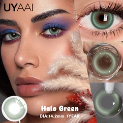 Natural Green Colored Contacts - Enhancing Yearly Lenses (Halo Green)