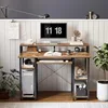 Computer Desk with Keyboard Tray, 47 Inch Office Monitor Stand and Storage Shelves, Music Studio Workstation, Work Table 4
