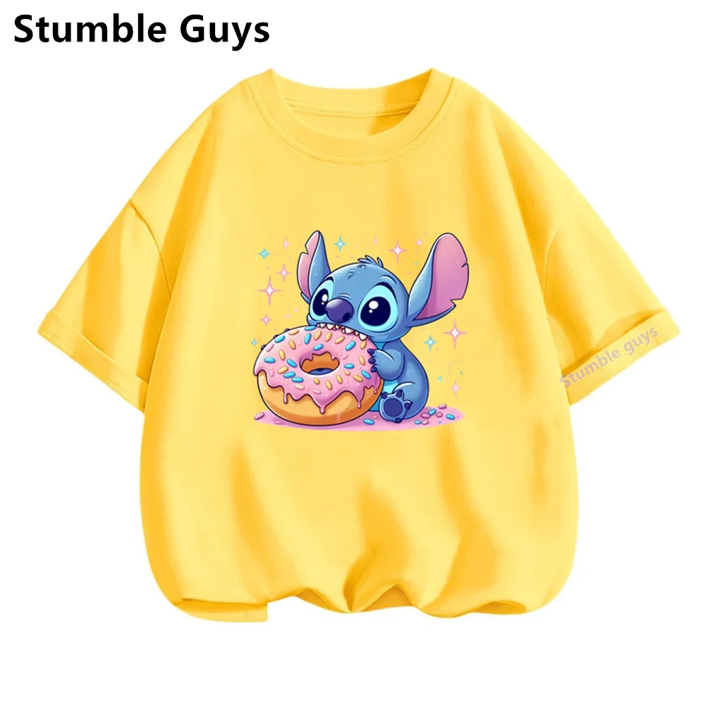Disney Stich T-shirt Kids Summer Student Boys & Girls Harajuku Top Lilo & Stitch Kawaii Graphic Teen T-shirt Tops 5