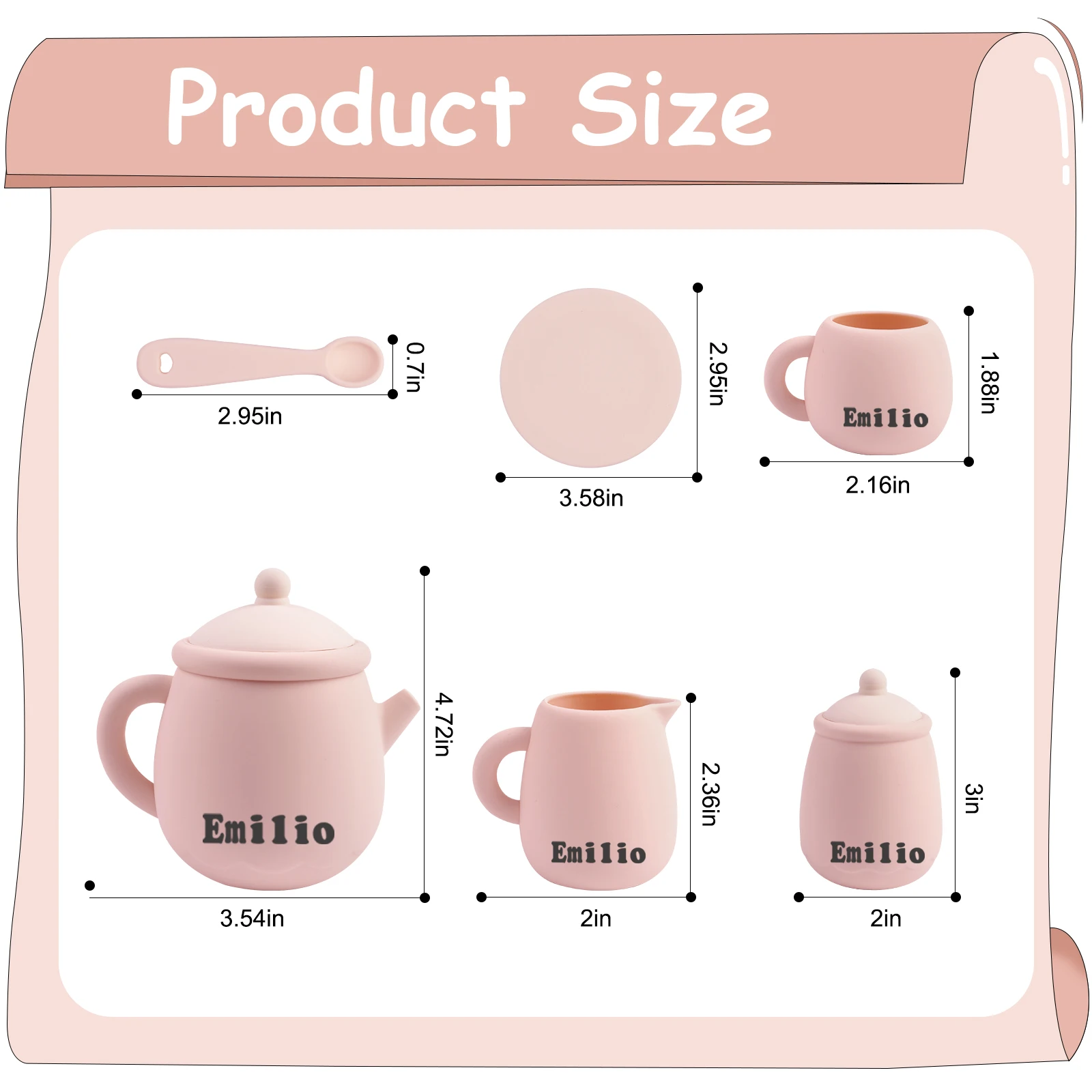 TYRY.HU 7PCS/Set Silicone Toddler Toys Tea Set For Little Girls And Boys 100% Food Silicone BPA Free Tea Set For Kids Tea Time 2