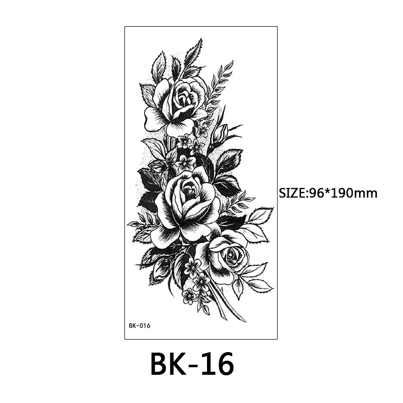 Sketch Flowers Sketch Tattoo Rose Blossoms Black and White Flowers Temporary Tattoos Sticker size: 5
