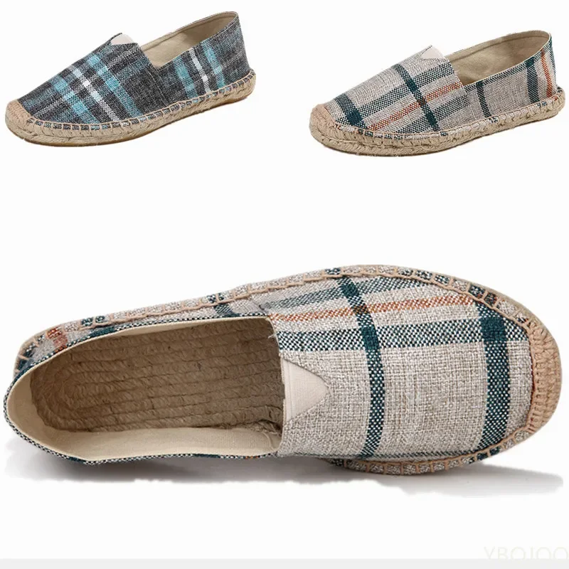 Mens Espadrilles Men Patchwork Slip on Summer Shoes Men Loafers Breathable Canvas Men Shoes Jute Wrapped Women Shoes Unisex 2