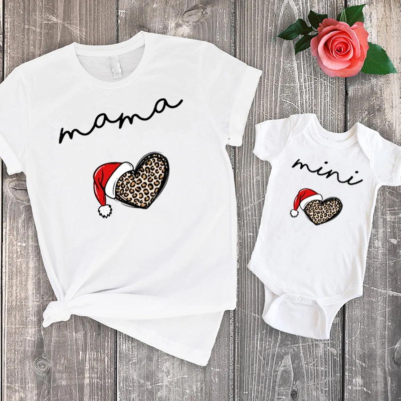 Mama And Mini Christmas Leopard Heart Outfit Mommy And Me Abiti Coordinati Leopard Christmas Mommy And Me Shirt New Tutina