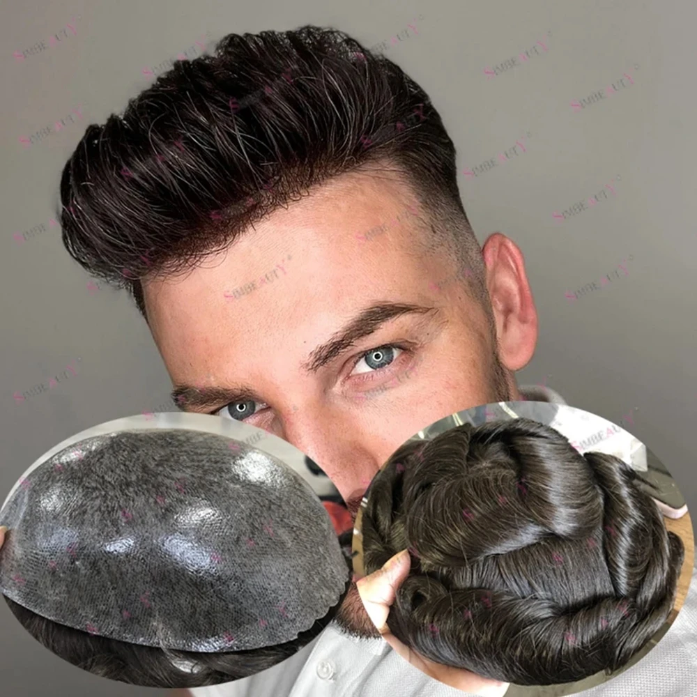 

Мужской парик из 100% человеческих волос, суперпрочный полноразмерный парик, сменный капиллярный протез из натуральных волос для мужчин