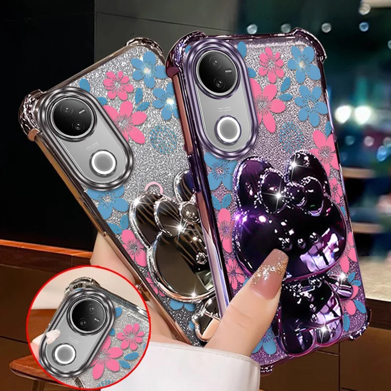 Bright Floral Phone Case with Lanyard and Stand, 3-Piece Set