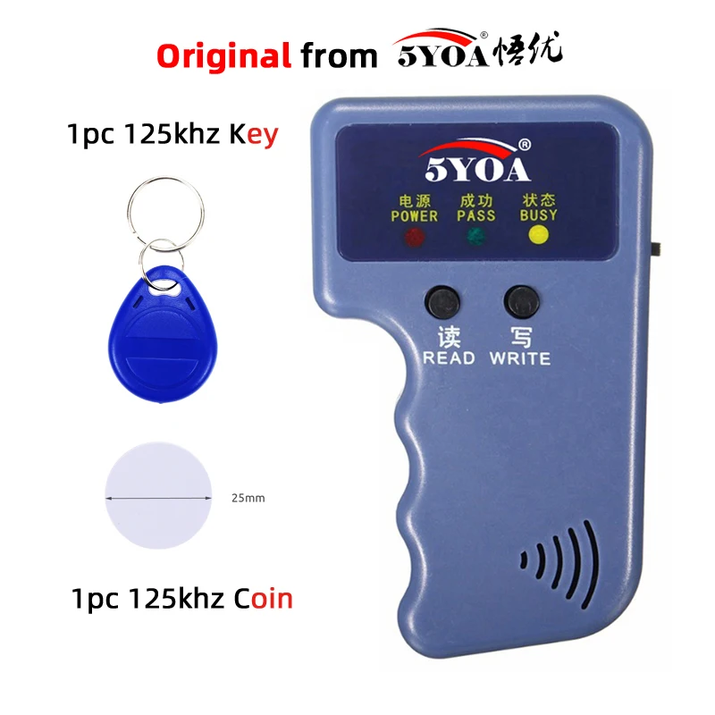 5YOA IDW01 Programmer T5577 Writer Copier Duplicator Rewritable Keyfobs 125KHz EM4100 5200 RFID ID Card Tag
