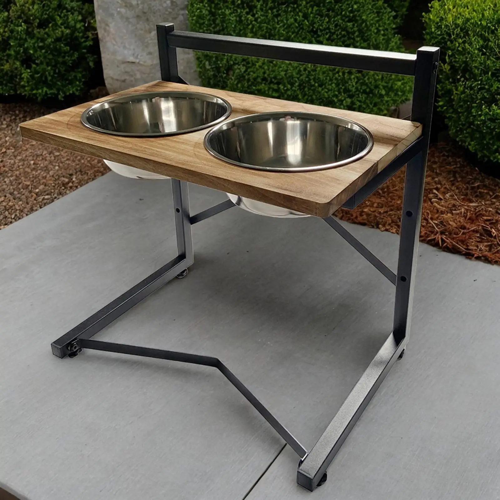 Elevated Dog Bowls Raised Bowls with 4 Heights Adjustable Raised Dog Bowls  Stand Feeder with Name Tag and 2 Stainless for Food Bowls for Large Medium