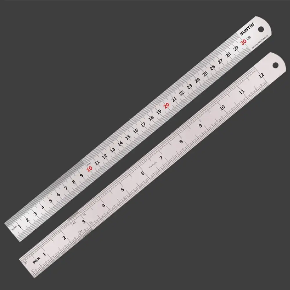 50cm 스테인레스 스틸 자 고온 담금질 두께 5mm 강철 자 굽힘 방지 은색 자