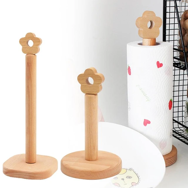 Big Sales! Japanese-Style Solid Wood Paper Roll Holder Kitchen Vertical  Beech Paper Towel Rack Small Flower Rag Rack