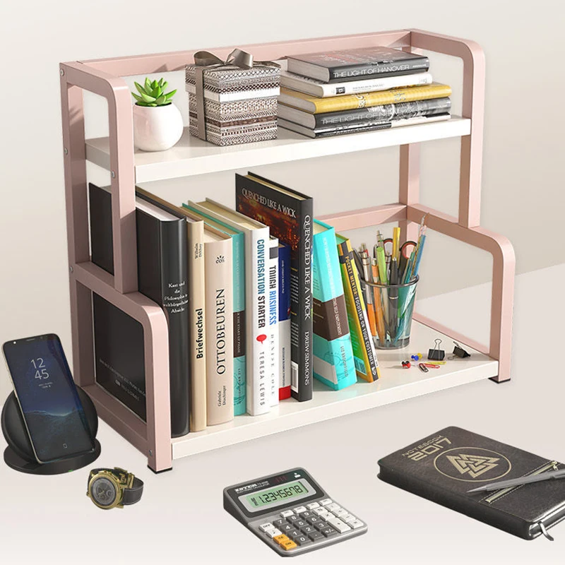 Two Tiered Bookshelf Table Simple Small Storage Bookshelf Desktop Storage Rack Desktop Rack Seasoning Rack